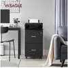 Image de Vasagle caisson de bureau mobile, avec serrure, 2 tiroirs, système de blocage des roulettes, rails de suspension réglables, noir lcd27bkv1