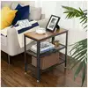 Image de Vasagle table d’appoint - table console 2 étagères en maille - métal - style industriel - marron rustique let33bx 60 x 30 x 60 cm