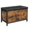 Image de VASAGLE Coffre de Rangement Banc Style Industriel Siège rembourré PU Bout de lit pour Couloir Chambre Salon LSC80BX