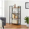 Image de Vasagle bibliothèque étagère de rangement à 4 niveaux étagère échelle cadre en fer stable chambre bureau style industriel marron rustique lls60bx