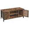 Image de VASAGLE Meuble TV Support télévision avec étagères et placards de Rangement Portes persiennes Style Industriel Marron et Noir