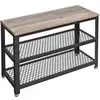 Image de Vasagle banc à chaussures, étagère de rangement à 2 niveaux, organisateur, à chaussures, 73 x 30 x 45 cm, pour entrée, salon, cadre en acier, style industriel, marron rustique et noir