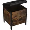 Image de Banc avec coffre de rangement, surface en pu, style industriel, marron rustique et noir