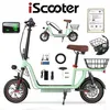 Image de Trottinette Électrique iScooter i12 Vert avec Siège 12 Deux amortisseurs à lavant et à larrière 500W Autonomie 30-35km 36V7.5Ah