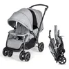 Image de Poussette Double Jumeaux Pliable COSTWAY Auvent Capote Réglable Canne Landau 4 Roues Anti-chocs Harnais à 5 Points Charge 30kg-Gris