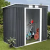 Image de Abri de Jardin en Métal Cabane à Outils en Tôle Galvanisée avec Porte Coulissante et Deux Fenêtres de Ventilation 213 x 130 x 173