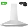 Image de Hotte Aspirante 60cm Classe A++ 350 m3/h Recyclage et Evacuation LED Eclairage Inox