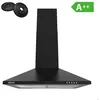 Image de Hotte Aspirante 60cm Noir 3 Vitesses 350 m3/h Classe A++ Filtre Actif inclus Recyclage ou Evacuation