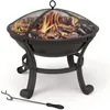 Image de VOUNOT® Brasero extérieur Ø55 cm - acier - avec grille tisonnier et couvercle - chauffage à charbon de bois