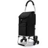 Image de Vounot Chariot De Courses Pliable Monte Escalier Aluminium Noir