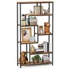 Image de Bibliothèque - Bealife - 7 Niveaux Rangement - Cadre en Métal - Pieds Réglable - 100 x 30 x 180 cm - Étagère Salon - Bois Marron