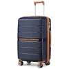 Image de British Traveller Valise Moyenne 66x44x28.5cm Valise de Voyage Valises Trolley en Polypropylène à 4 roulettes et Serrure TSA Marine