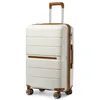 Image de British Traveller Valise Moyenne 66x44x28.5cm Valise de Voyage Valises Trolley en Polypropylène à 4 roulettes et Serrure TSA Crème