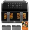 Image de UTEN Friteuse à Air Sans Huile 8LAir Fryer 2 Compartiments - 1700 W - 8 ProgrammesFenêtre TransparenteTempérature Réglable
