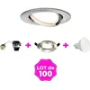 Image de Spot encastrable - INOX - GU10 - 100 pièces - 7W LED - Blanc Froid 6000K - 560 Lm