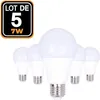 Image de Ampoule LED E27 - EUROPALAMP - 7W - 6000K Blanc Froid - Lot de 5 - Haute Luminosité
