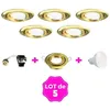 Image de Lot de 5 Spots encastrable orientable DORÉE avec GU10 LED de 7W eqv. 56W Blanc Froid 6000K
