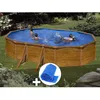 Image de Kit piscine acier aspect bois Gré Sicilia ovale 527 x 327 x 122 m + Bâche à bulles
