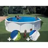 Image de Kit piscine acier blanc Gré Bora Bora ronde 480 x 122 m + Bâche hiver + Tapis de sol