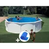 Image de Kit piscine acier blanc Gré Bora Bora ronde 480 x 122 m + Bâche à bulles