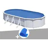 Image de Kit piscine acier blanc Gré Fidji ovale 634 x 399 x 122 m + Bâche à bulles
