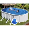 Image de Kit piscine acier blanc Gré Atlantis ovale 634 x 399 x 132 m + Bâche à bulles