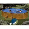 Image de Kit piscine acier aspect bois Gré Sicilia ovale 527 x 327 x 122 m + Bâche hiver