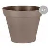 Image de Lot De 2 Pots De Fleur Rond Toscane Ø 100 X H.79 Cm Taupe - Eda