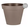 Image de Lot de 2 Pots de fleur rond Toscane Ø 100 x H.79 cm Taupe - Eda