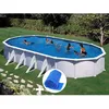 Image de Kit piscine acier blanc Gré Atlantis ovale 1020 x 575 x 132 m + Bâche à bulles