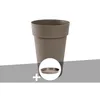 Image de Pot de fleur rond Toscane Ø 44 x H.53 cm Taupe + Soucoupe - Eda