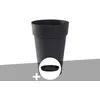 Image de Pot De Fleur Rond Toscane Ø 44 X H.53 Cm Anthracite + Soucoupe - Eda