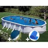 Image de Kit piscine acier blanc Gré Atlantis ovale 1020 x 575 x 132 m + Bâche hiver + Bâche à bulles