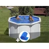 Image de Kit piscine acier blanc Gré Fidji ronde 260 x 122 m + Bâche à bulles