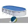 Image de Kit piscine acier blanc gré fidji ovale 7,44 x 3,99 x 1,22 m + bâche hiver