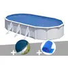 Image de Kit piscine acier blanc gré fidji ovale 6,34 x 3,99 x 1,22 m + bâche hiver + bâche à bulles