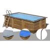 Image de Kit piscine bois Gré Marbella 2 420 x 270 x 117 m + Bâche hiver + Bâche à bulles + Douche