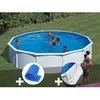 Image de Kit piscine acier blanc Gré Fidji ronde 5 70 x 1 22 m + Bâche à bulles + Tapis de sol