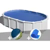 Image de Kit piscine acier blanc Gré Haïti ovale 634 x 399 x 132 m + Bâche hiver + Bâche à bulles