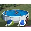 Image de Kit piscine acier blanc Gré Fidji ronde 5 70 x 1 22 m + Bâche hiver + Bâche à bulles