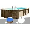 Image de Kit piscine bois Gré Safran 2 620 x 395 x 136 m + Bâche à bulles + Douche