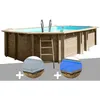 Image de Kit piscine bois Gré Safran 620 x 395 x 136 m + Bâche hiver + Bâche à bulles