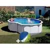 Image de Kit piscine acier blanc Gré Varadero en huit 505 x 345 x 122 m + Bâche hiver