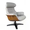 Image de Fauteuil en cuir et bois chêne naturel - vega- cuir gris
