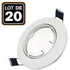 Image de Lot de 20 collerettes supports encastrables orientables Spot LED rond blanc - Diametre 90mm - Trou de perçage 65mm