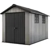 Image de Keter Abri de jardin Oakland 7511 en résine durable à haut plafond double portes texture bois Gris - 72 - 230x350x242 cm