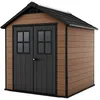Image de Keter Abri de jardin Newton 757 Abri haut de gamme en résine aspect bois naturel résistant Marron - 45 - 228x223.5x252 cm