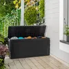 Image de Coffre de rangement extérieur KETER avec roulettes en résine 270 litres Gris - Malle de jardin Samoa