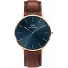 Image de Montre - DANIEL WELLINGTON - St Mawes Classic - 40 mm - Cuir - Bleu - Doré rose