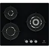 Image de ELECTROLUX EGT6633NOK - Plaque de cuisson gaz - 3 foyers - 7900W - L56 x P48 x H45cm - Revêtement verre - Grilles en fonte - Noir